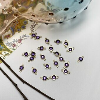 4mm Amethyst gold connector