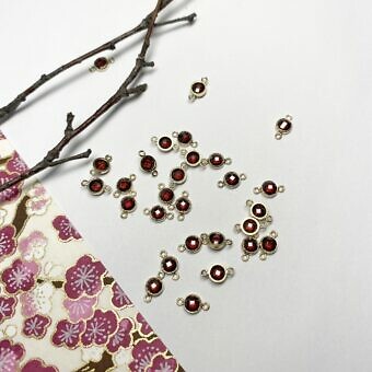 Garnet Round Gold Connectors