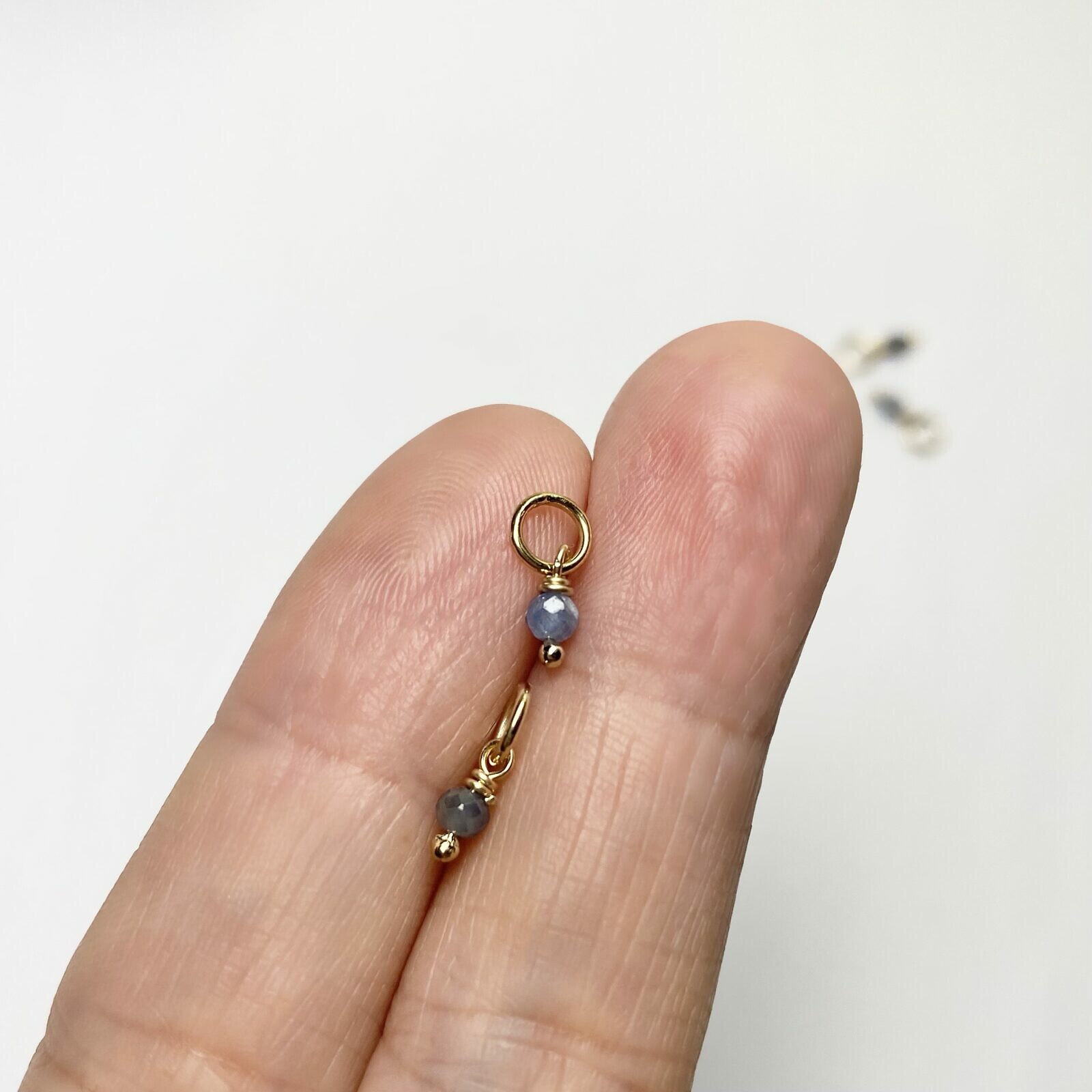 Natural Blue Sapphire Mini Drop Birthstone 14kt Gold Filled - Pendants Charms (September) - Image 2
