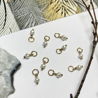 Natural White Freshwater Pearls Mini Drop Birthstone 14kt Gold Filled - Pendants Charms (June)