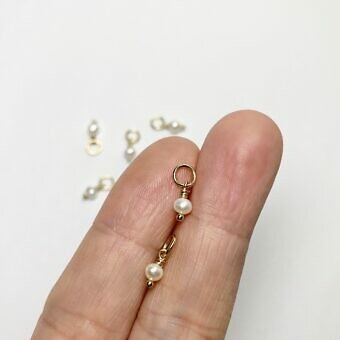 Alternative view of Natural White Freshwater Pearls Mini Drop Birthstone 14kt Gold Filled - Pendants Charms (June)