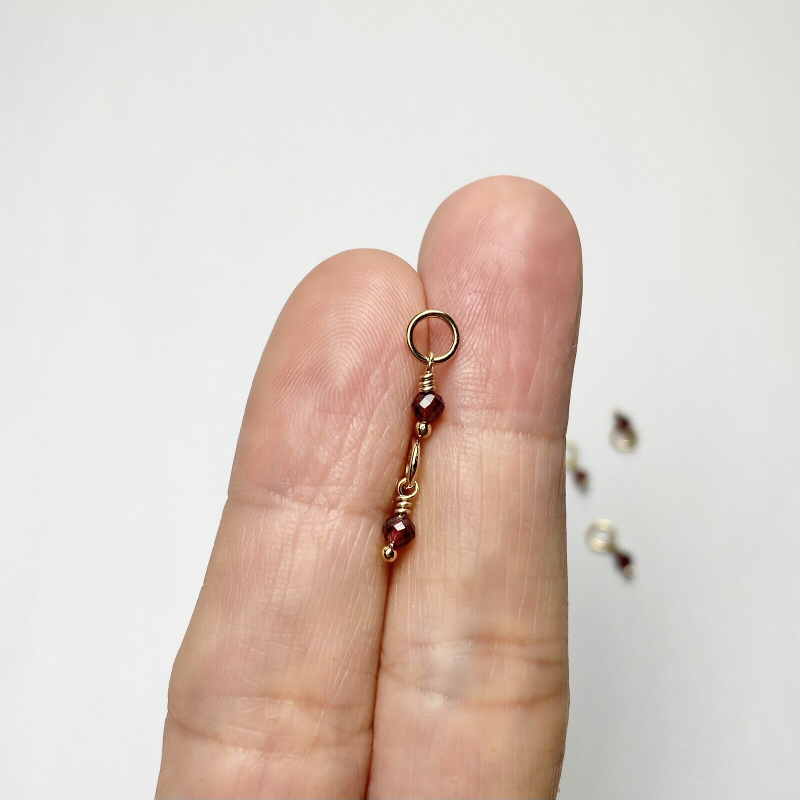 Garnet Mini Drop Birthstone 14kt Gold Filled - Pendants Charms (January) - Image 2