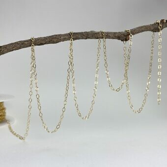 Sunburst Dapped Oval Chain By the Meter 14kt Gold Filled
