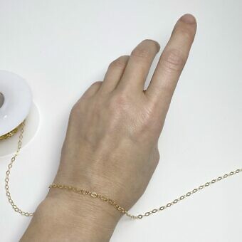 Alternative view of 2.97mm Sunburst Dapped Oval Chain By the Meter 14kt Gold Filled