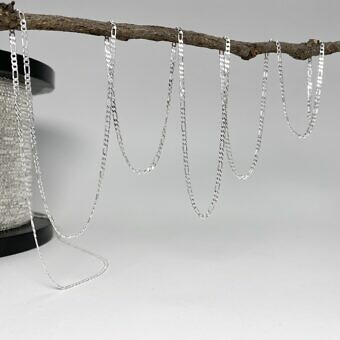 Flat Figaro Curb Chain By the Meter Sterling Silver .925