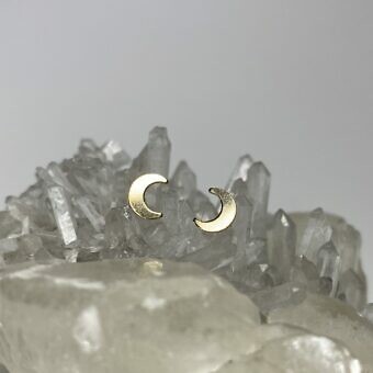 Smooth Crescent Moon Studs Earrings 14kt Gold Filled