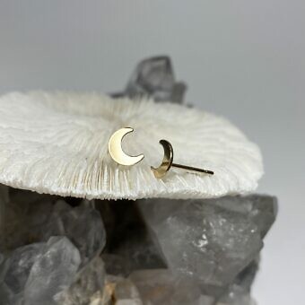 Alternative view of Smooth Crescent Moon Studs Earrings 14kt Gold Filled