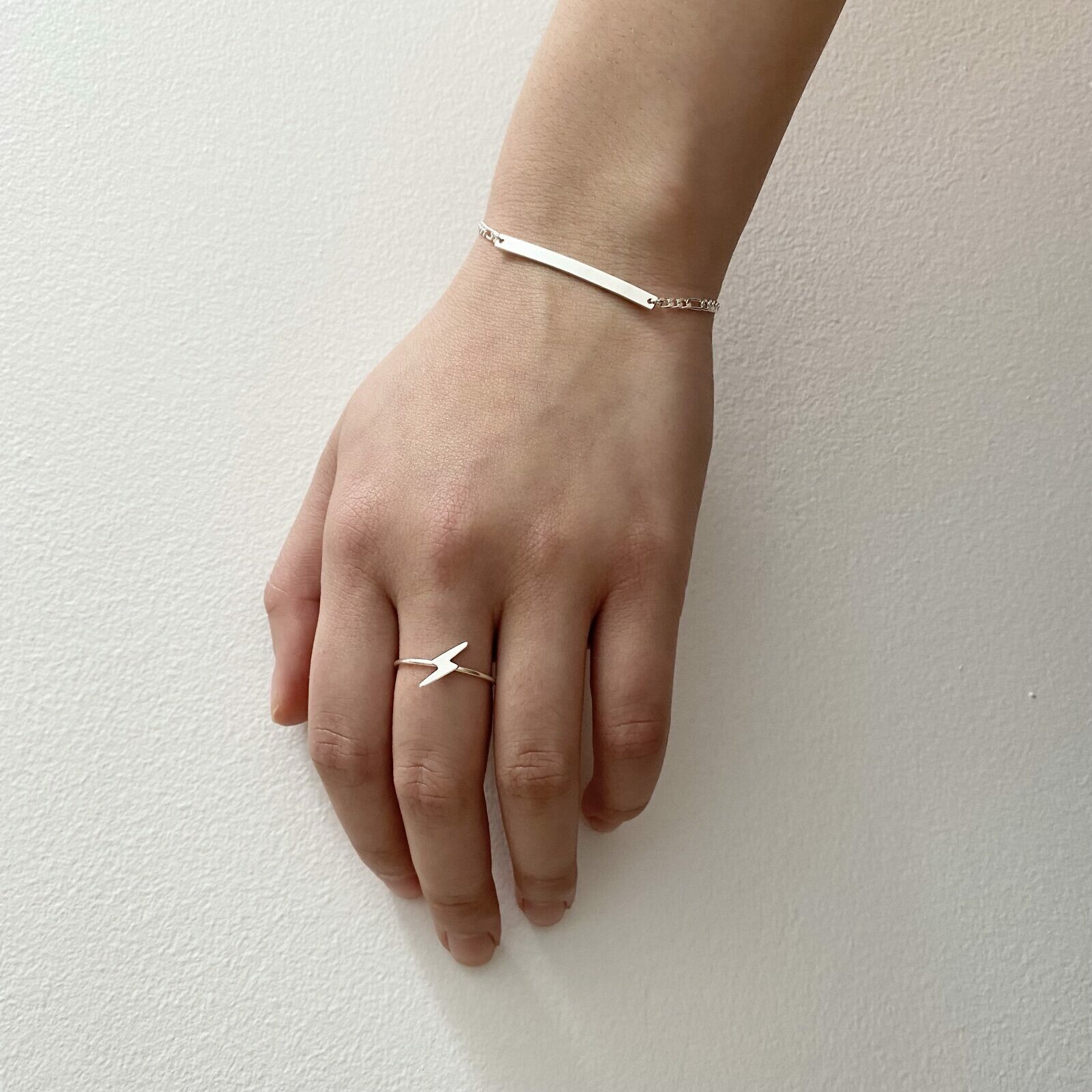 Smooth Lightning Bolt Stacking Ring Sterling Silver .925 Size 7 - Image 2