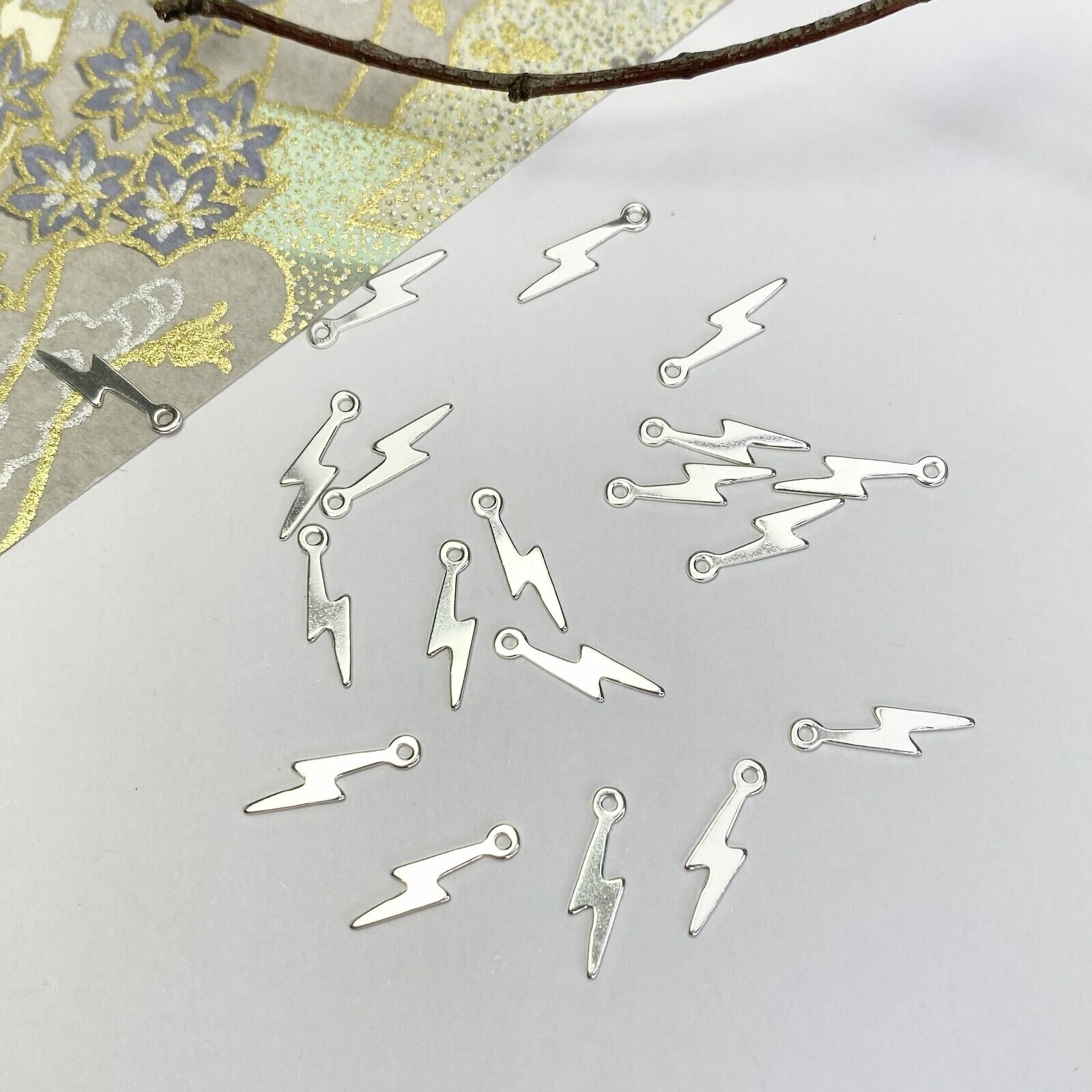 Smooth Lightning Bolt Sterling Silver .925 - Pendants Charms