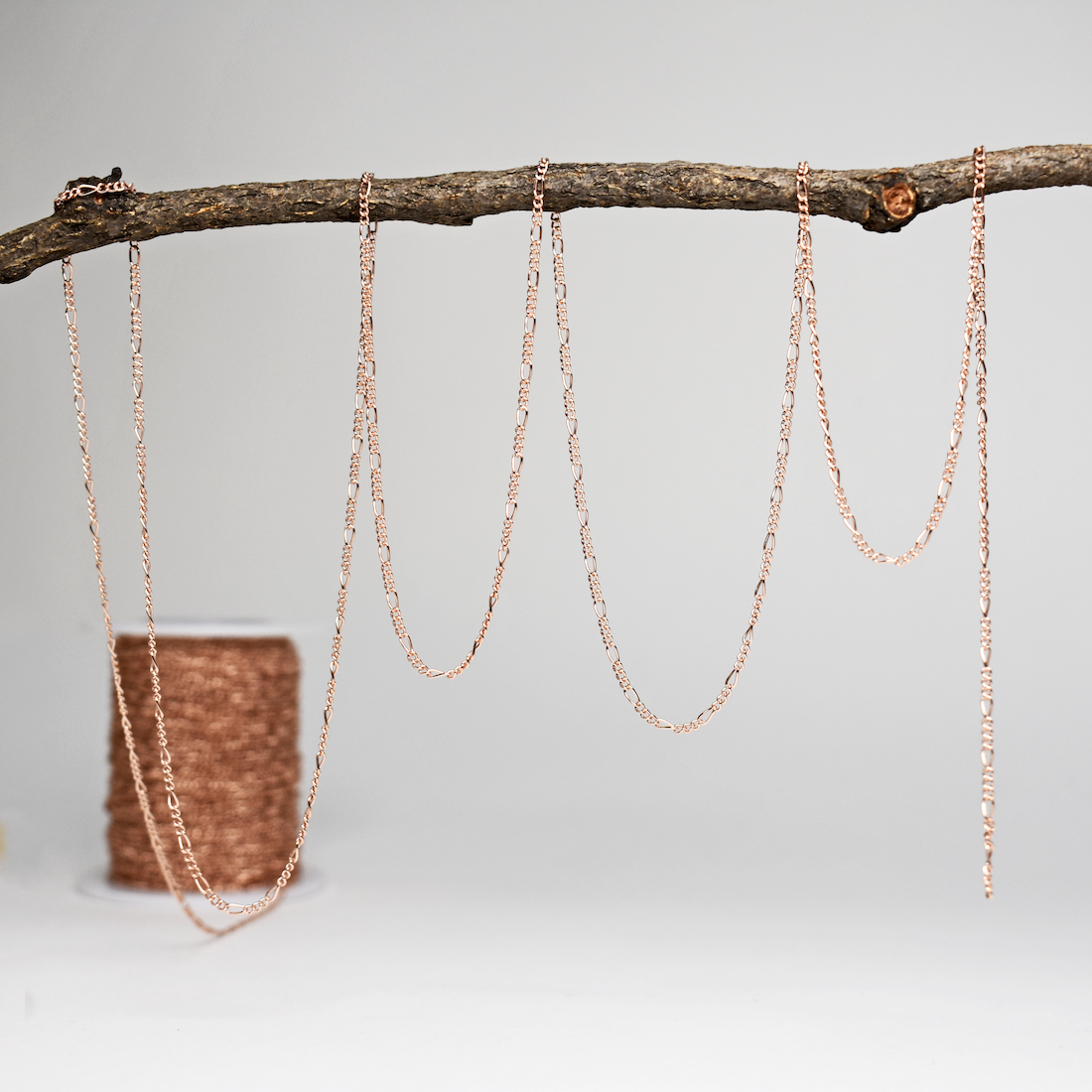 RGF Flat Figaro Long Short Curb Chain By-the-Meter 14kt Rose Gold Filled