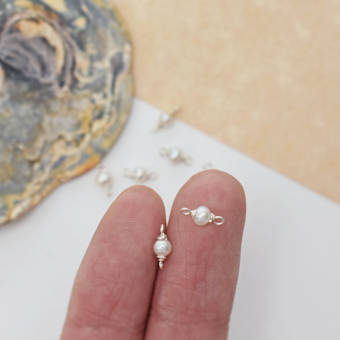 Alternative view of 3.5mm Single Natural White Freshwater Pearls Birthstone Sterling Silver .925 - Connectors Pendants Charms (June)