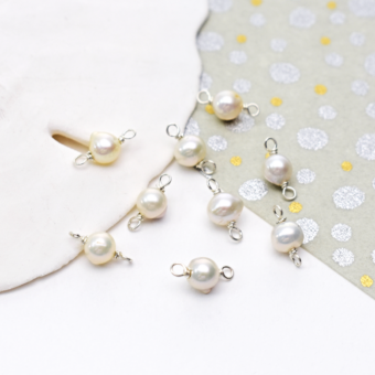 5mm Single Natural White Freshwater Pearls Sterling Silver .925 - Connectors Pendants Charms (June)