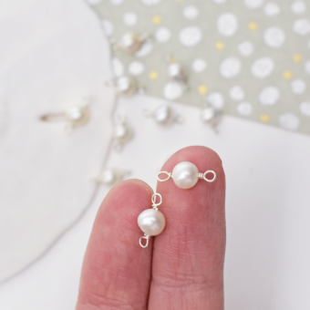 Alternative view of 5mm Single Natural White Freshwater Pearls Sterling Silver .925 - Connectors Pendants Charms (June)