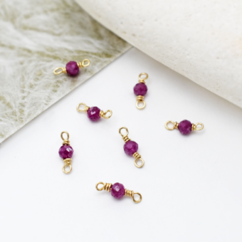 Single Indian Ruby Birthstone 14kt Gold Filled - Connectors Pendants Charms (July)