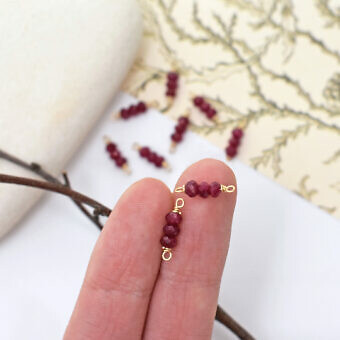 Alternative view of Triple Indian Ruby Birthstone 14kt Gold Filled - Connectors Pendants Charms (July)