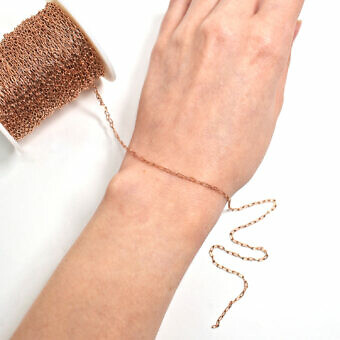 Alternative view of RGF 1.85mm Mini Oval Paperclip Chain By the Meter 14kt Rose Gold Filled