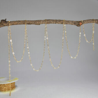 Solid 14kt Gold 2mm Super Mini Heart Flat Cable Chain By the Inch