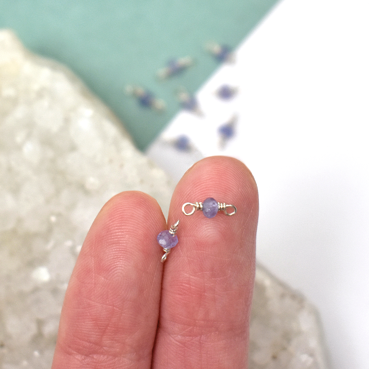 Single Tanzanite Sterling Silver .925 - Connectors Pendants Charms - Image 2
