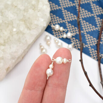Alternative view of Baby and Mama Double Natural White Freshwater Pearls Sterling Silver .925 - Connectors Pendants Charms