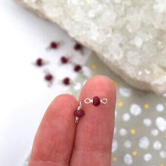 Alternative view of Single Indian Ruby Birthstone Sterling Silver .925 - Connectors Pendants Charms (July)