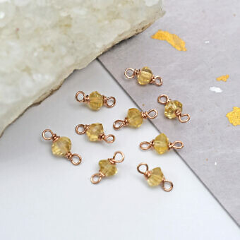 RGF Single Citrine Birthstone 14kt Rose Gold Filled - Connectors Pendants Charms (November)