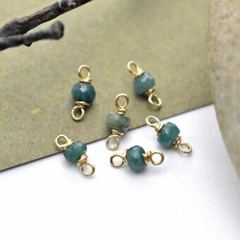 Single Natural Emerald Birthstone 14kt Gold Filled - Connectors Pendants Charms (May)
