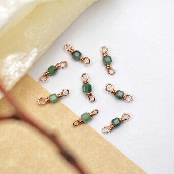 RGF Single Natural Emerald Birthstone 14kt Rose Gold Filled - Connectors Pendants Charms (May)