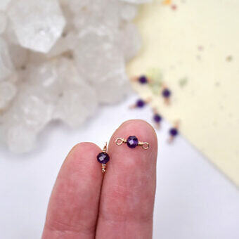 Alternative view of RGF Single Amethyst Birthstone 14kt Rose Gold Filled - Connectors Pendants Charms (February)
