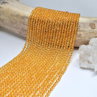 3.9mm Citrine Micro Faceted Round Beads