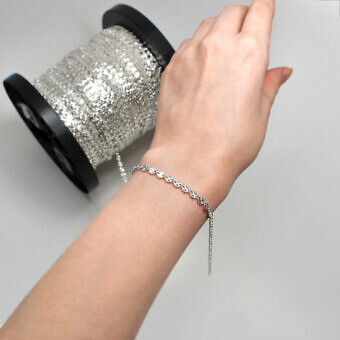 cx73s sunburst coin sequin disc link chain by the meter sterling silver 925 hand
