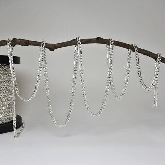 Heavy Hammered Figaro Chain By the Meter Sterling Silver .925