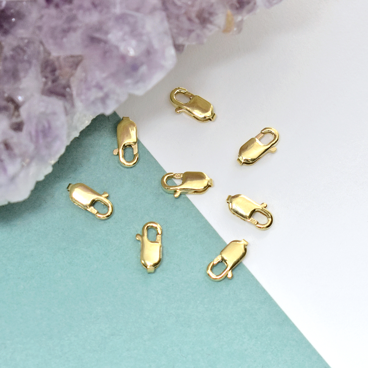 fkb6t solid 10kt gold 3 3x8 40mm rectangle lobster claw clasps