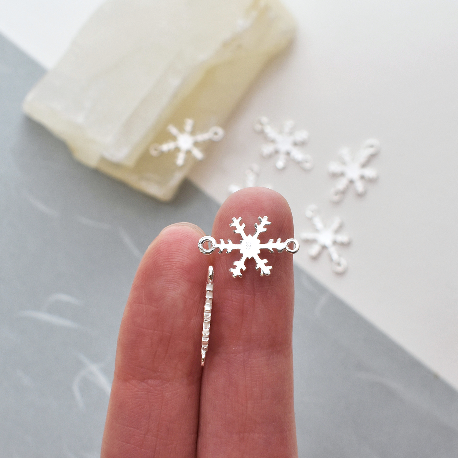 fof3s snowflake sterling silver 925 connector pendant hand