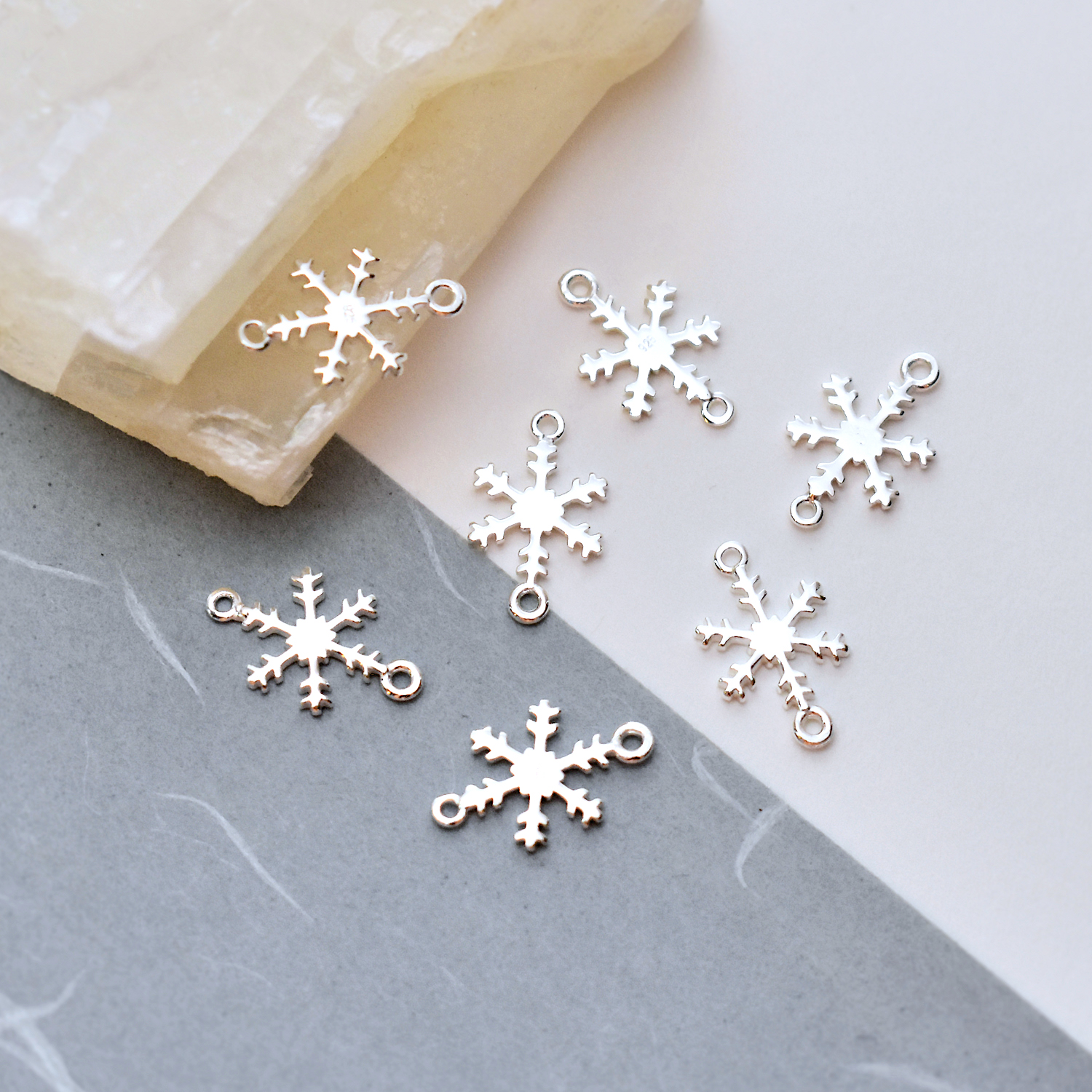 fof3s snowflake sterling silver 925 connector pendant