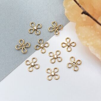 fof1g 2mm clear round bezel set cz crystal 70s flower bubble 14kt gold filled charm pendant connector