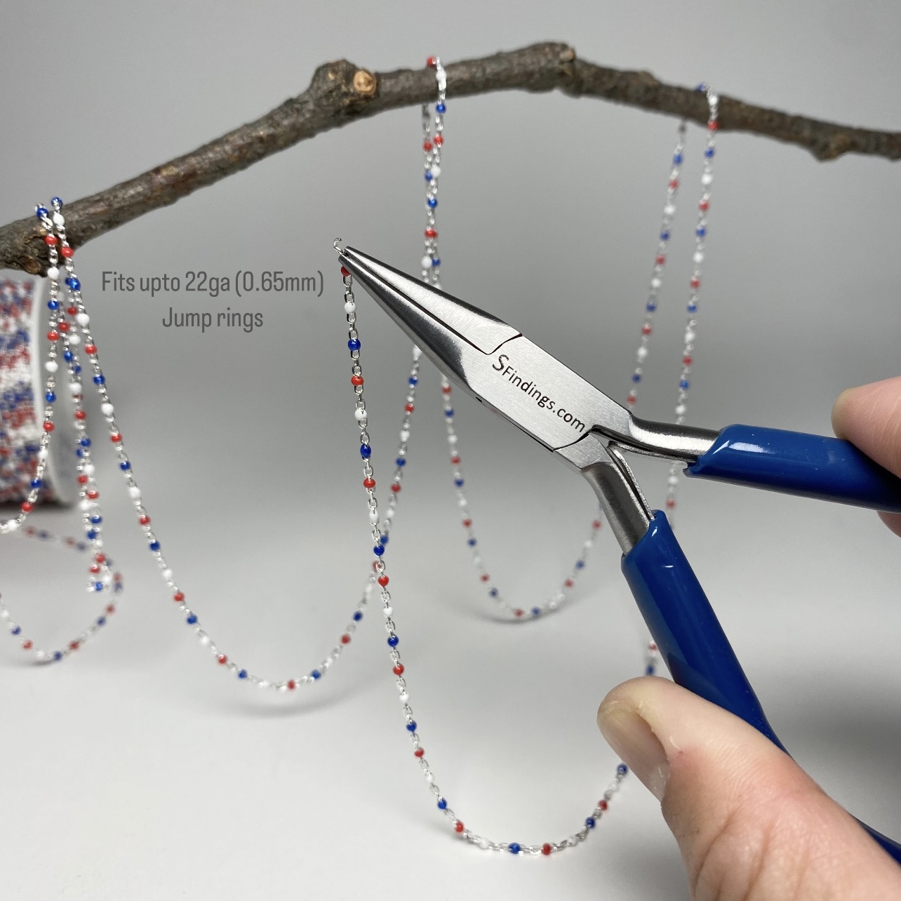 Red, White & Blue Enamel Cable Chain By the Meter Sterling Silver .925 - Image 2