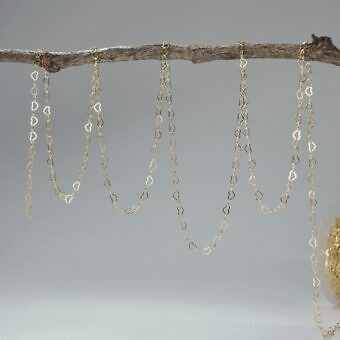 Solid 10kt Gold 3mm Flat Bubble Heart Chain By the Inch