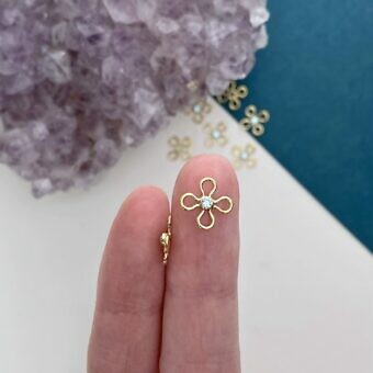 fof9g 2mm aquamarine round bezel set cz crystal 70s flower bubble 14kt gold filled charm pendant connector march hand
