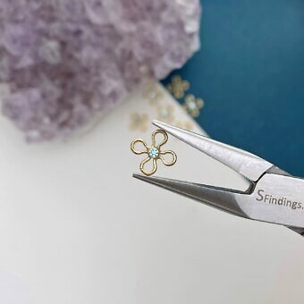fof9g 2mm aquamarine round bezel set cz crystal 70s flower bubble 14kt gold filled charm pendant connector march pliers