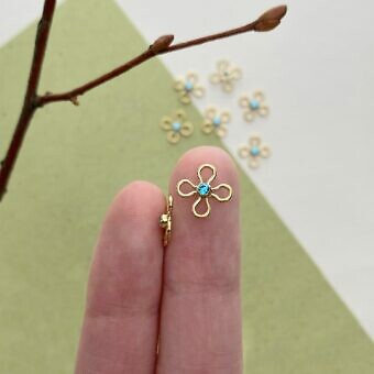 fog7g 2mm topaz round bezel set cz crystal 70s flower bubble 14kt gold filled charm pendant connector december hand