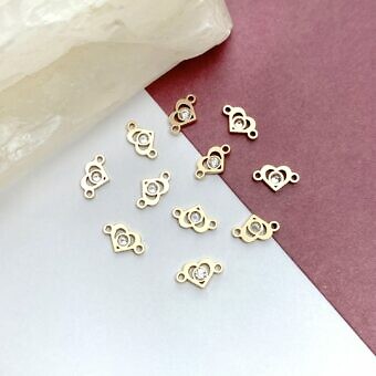 heart cz gold connector