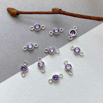 fov3s-3mm-dark-purple-round-bezel-set-cz-crystal-sterling-silver-925-birthstones-connector-pendant-charm-february