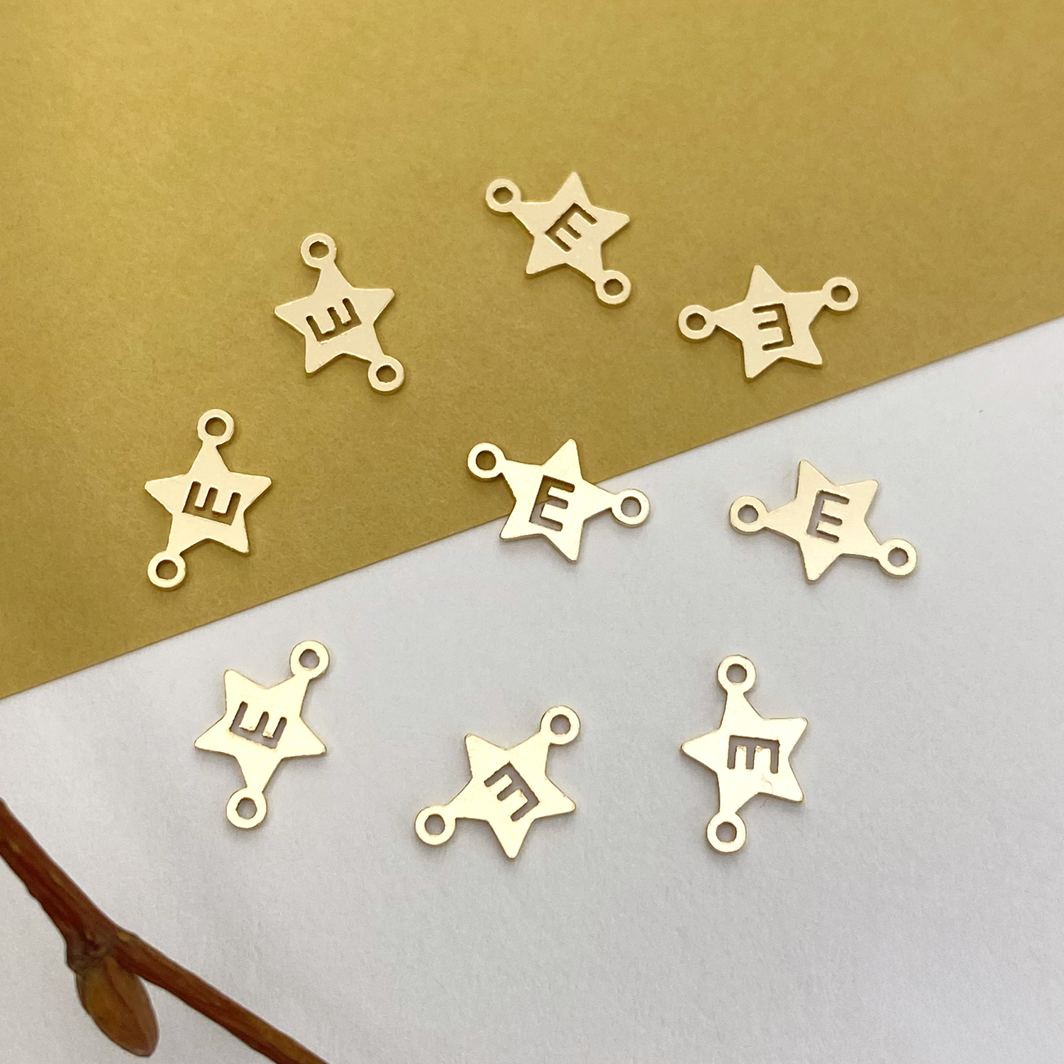 fox2g-letter-e-initials-star-disc-14kt-gold-filled-connector-pendant-charm