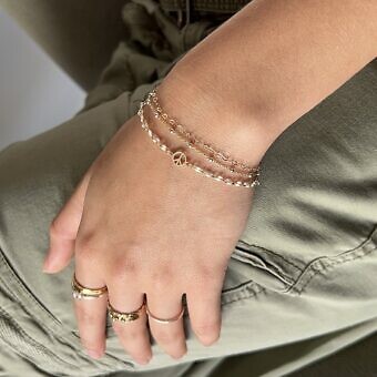 Alternative view of 7 Inches Sample 2mm Heart Bubble Flat Cable Chain 14kt Gold Filled