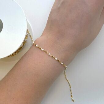 cx93t-solid-10kt-gold-white-enamel-cable-flat-chain-by-the-inch-hand