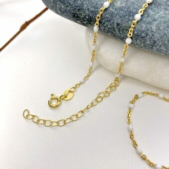 ne00g-16-pearl-white-enamel-cable-flat-oval-finished-chain-14kt-gold-filled-with-2-extender-closer