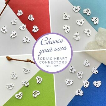 Zodiac Heart Connectors in Sterling Silver .925 Custom Collections Kit