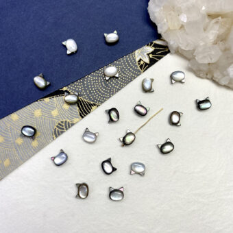 Black Cat Mother of Pearl Beads - Center Drill Length