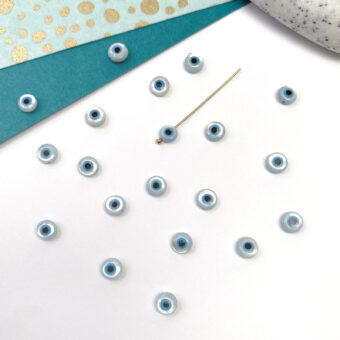 8mm Round Evil Eye Mother of Pearl Beads