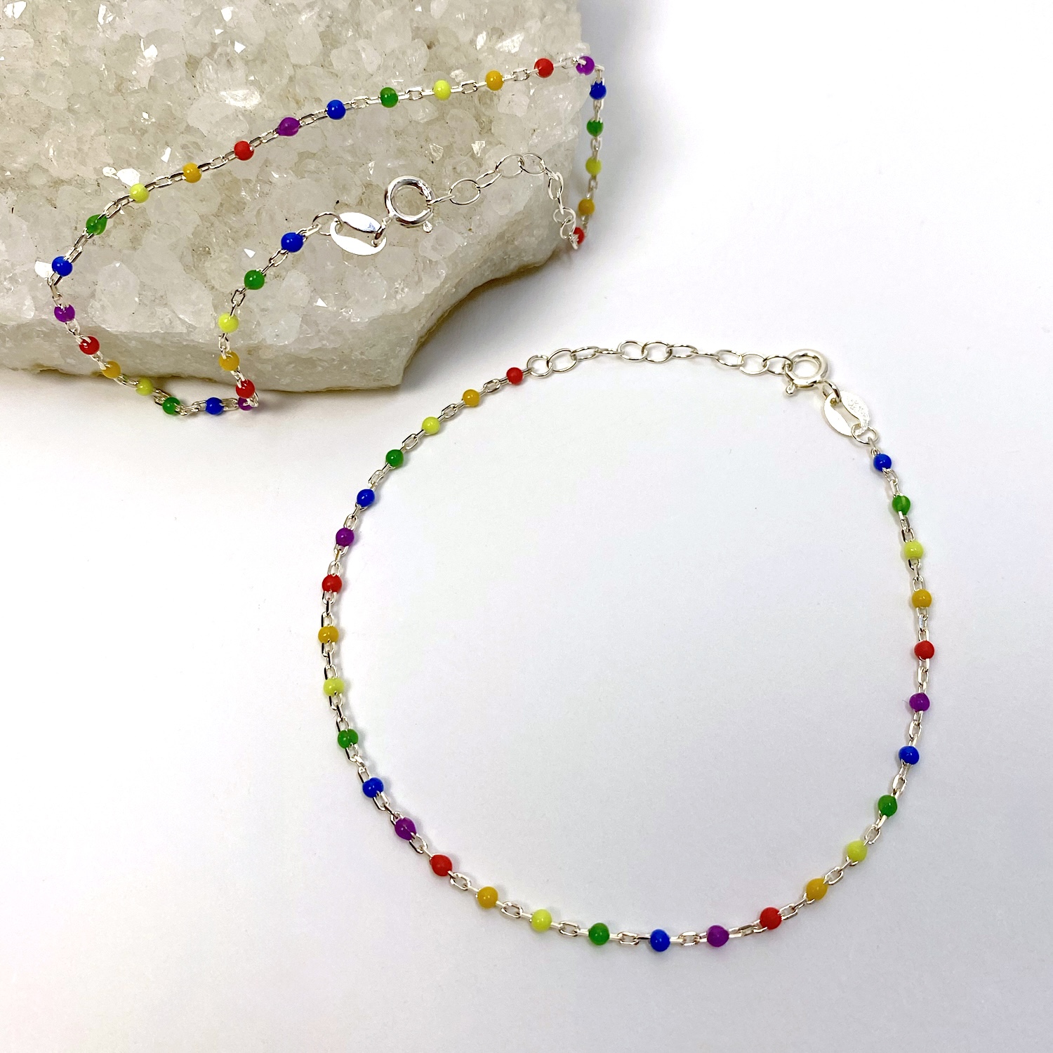 bf30s-6-5-rainbow-enamel-cable-chain-bracelet-with-1-extender-sterling-silver-925